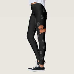 Roter Langhaar-Dachshund Süßer Cartoon-Hund & Pfot Leggings