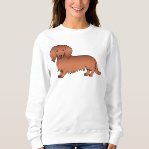 Roter Langhaar-Dachshund Süßer Cartoon-Hund Sweatshirt