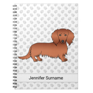 Roter Langhaar-Dachshund Süßer Cartoon-Hund & Text Notizblock