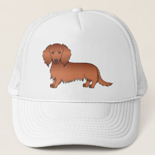 Roter Langhaar-Dachshund Süßer Cartoon-Hund Truckerkappe