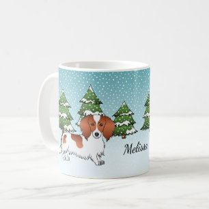 Roter Langhaar-Dackel mit Flecken - Winterwald Kaffeetasse