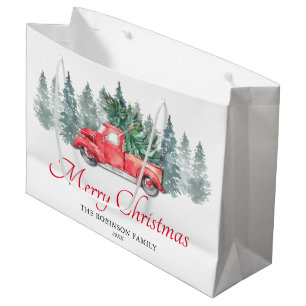 Roter Lastwagen Frohe Weihnachten Große Geschenktüte