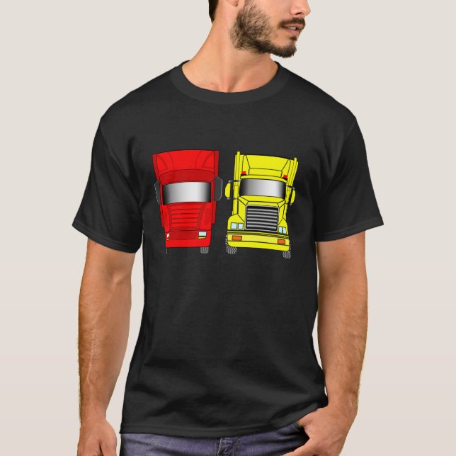 Roter Lastwagen-Gelb-Lastwagen T-Shirt (Vorderseite)