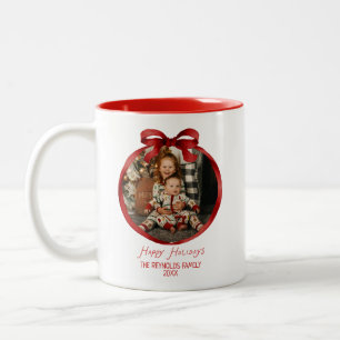 Roter Launischer Rahmen Foto Weihnachten Zweifarbige Tasse