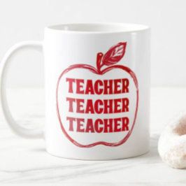 Roter Lehrer Apfel Umriss Würdigung Stolz Geschenk Kaffeetasse