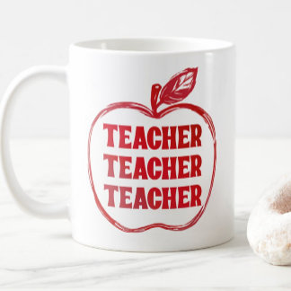 Roter Lehrer Apfel Umriss Würdigung Stolz Geschenk Kaffeetasse