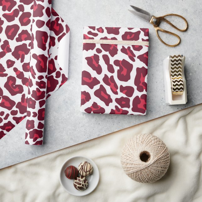 Roter Leopard-Muster Geschenkpapier (Kunsthandwerk)