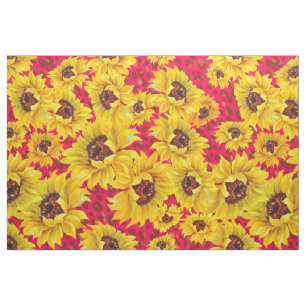 roter Leopard und gelbes Sonnenblumegewebe Stoff