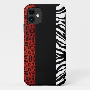 Roter Leopard-und Zebra-kundenspezifischer iPhone 11 Hülle