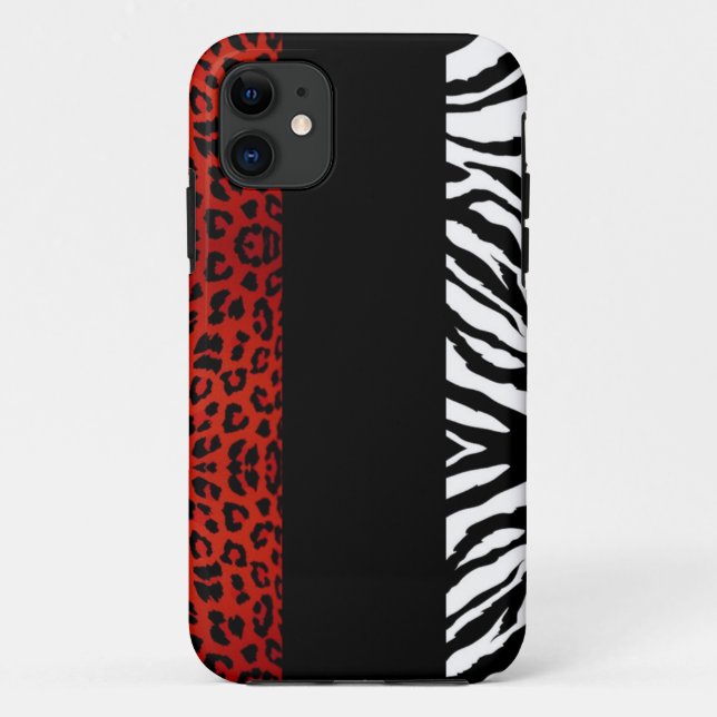Roter Leopard-und Zebra-kundenspezifischer Case-Mate iPhone Hülle (Rückseite)