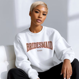 Roter + Leoparden-Druck-Varsity-BRIDESMAID Sweatshirt
