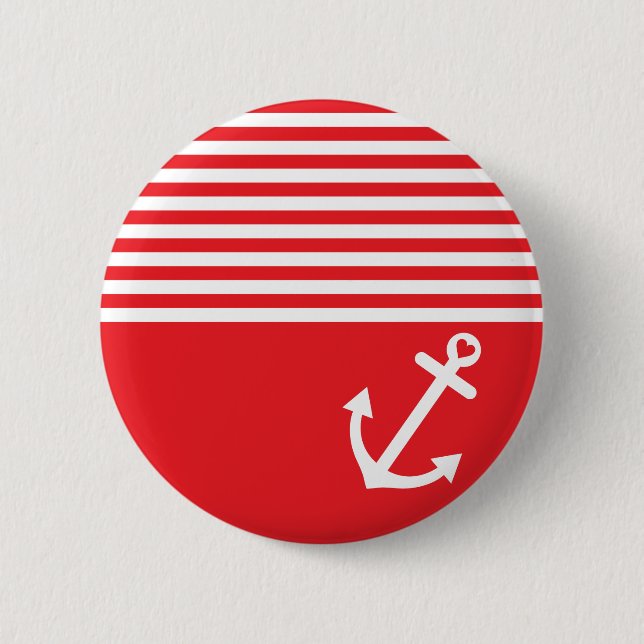 Roter Liebe-Anker nautisch Button (Vorderseite)