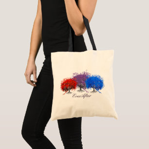 Roter Lila und blauer romantischer Herzleaf Tragetasche