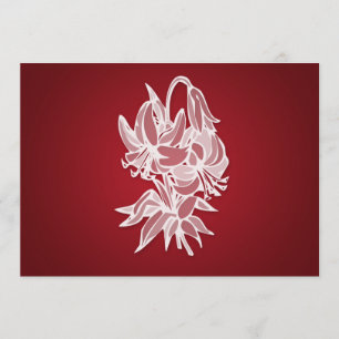 Roter Lilien-Blumenstrauß-elegantes Brautparty Einladung