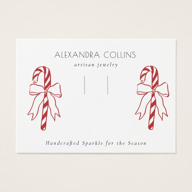 Roter Linien Kunst Candy Cane & Bow Haarclip-Displ (Vorderseite)