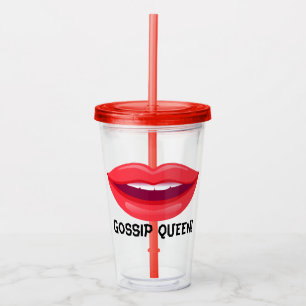 Roter Lip Gossip Queen Tumbler Acryltrinkbecher
