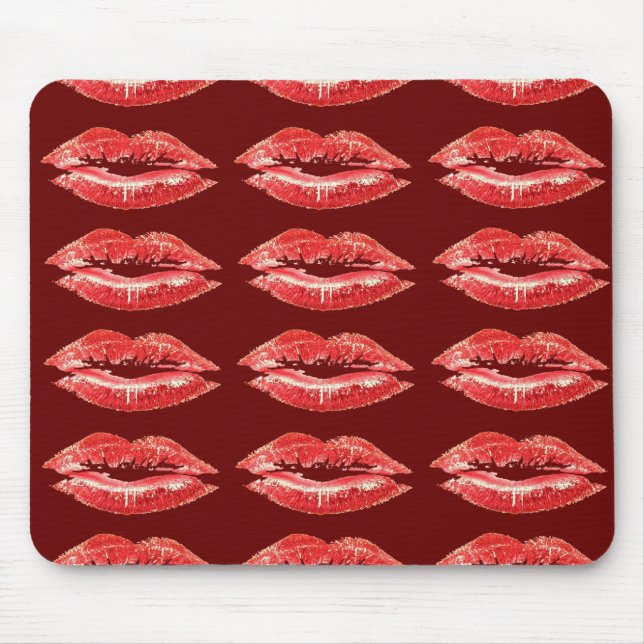 Roter Lippenkuss-Lippenstift Mousepad (Vorne)