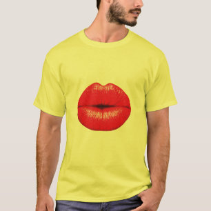 Roter Lippenlippenstift-Pop-Kunstkuß T-Shirt