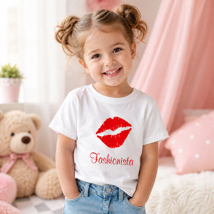 Roter Lippenstift Druck Fashionista Baby T-shirt