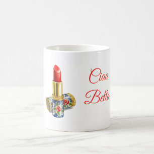 Roter Lippenstift Floral Ciao Bella (hallo Schönhe Kaffeetasse