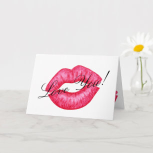 Roter Lippenstift-Kuss-Grußkarte Karte