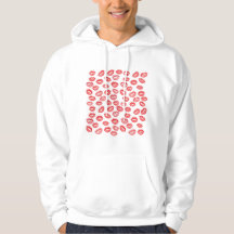 Roter Lippenstift-Kuss-Muster-Hoodie – Valentinsta