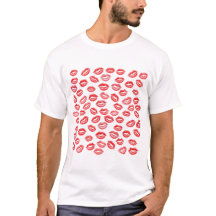 Roter Lippenstift-Kuss-Pattern-T-Shirt, Valentinst