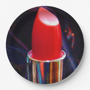 Roter Lippenstift Pappteller
