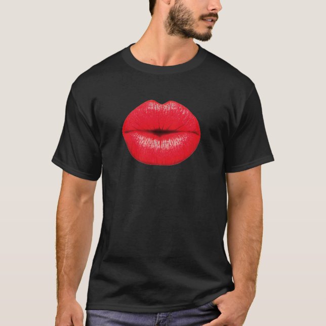 Roter Lippenstift Pop Kuss T-Shirt (Vorderseite)