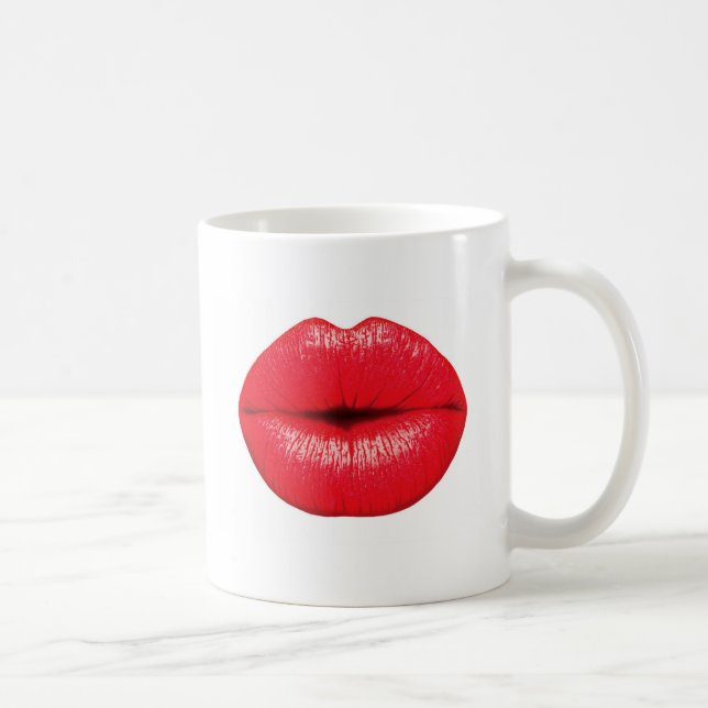 Roter Lippenstift Pop Kuss Tasse (Rechts)