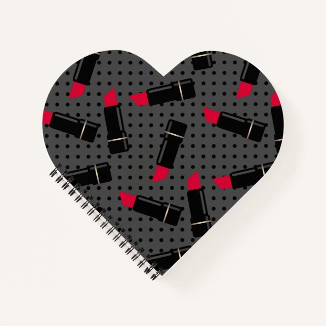 Roter Lippenstift, Retro Notizbuch (Vorderseite)