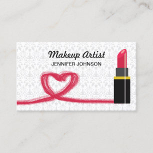 Roter Lippenstift und ein Herz Make-up-Artist Visitenkarte