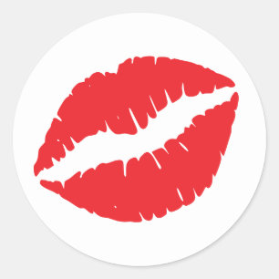 Roter Lippenstiftabdruck Runder Aufkleber