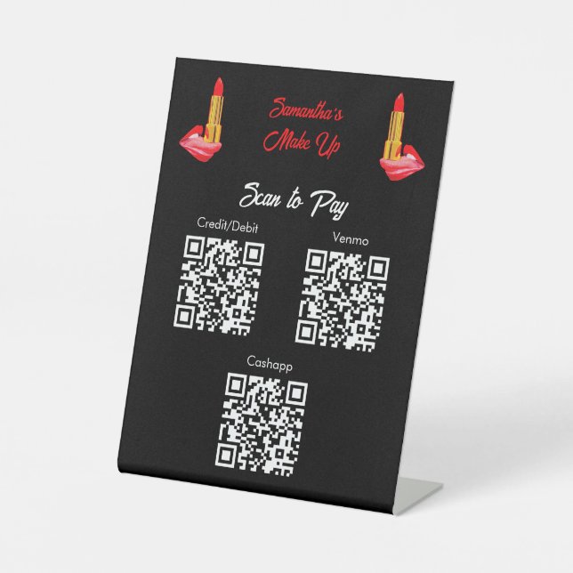 Roter Lipstick auf der Zungenschwarz mit Individue Sockelschild (Vorderseite)