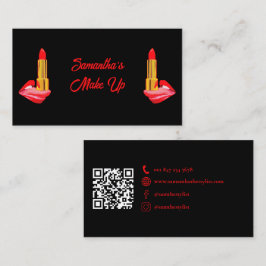 Roter Lipstick auf der Zungenschwarz mit Individue Visitenkarte