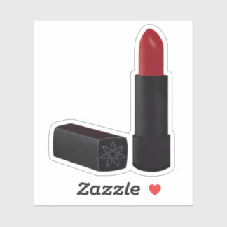 Roter Lipstick in Schwarz Aufkleber