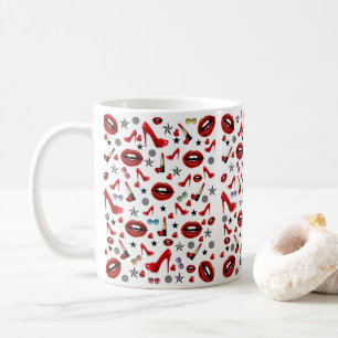 Roter Lipstick Lippen Heelse Tasse