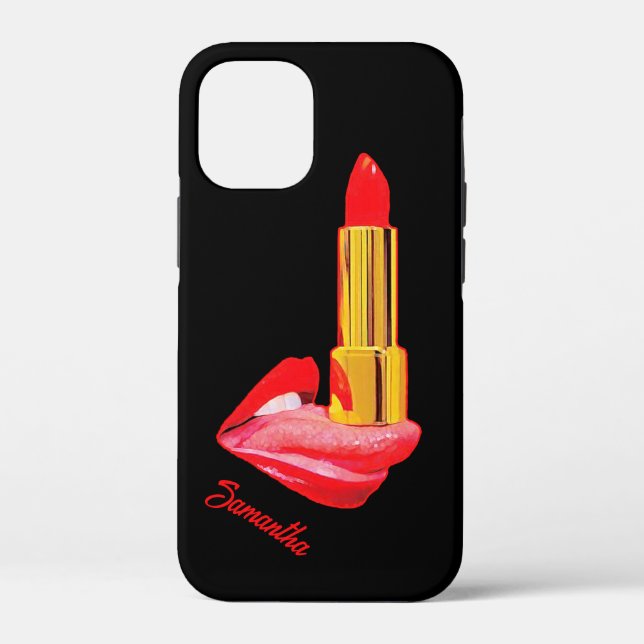 Roter Lipstick mit Personalisierung Case-Mate iPhone Hülle (Rückseite)