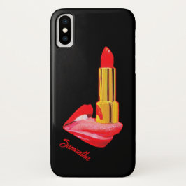 Roter Lipstick mit Personalisierung Case-Mate iPhone Hülle