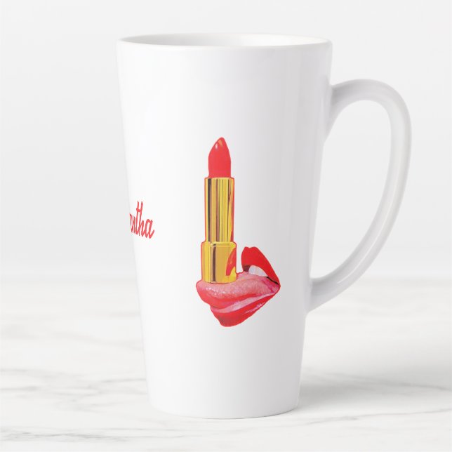 Roter Lipstick mit Personalisierung Milchtasse (Rechts)