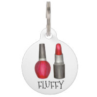 Roter Lipstick Nail Polnisch Makeup Beauty Dog Tag