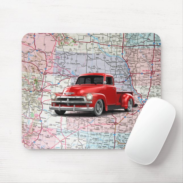 Roter LKW auf der Roadmap Mousepad (Mit Mouse)