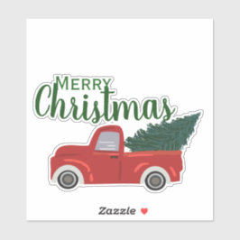 Roter LKW frohe Weihnachten Aufkleber
