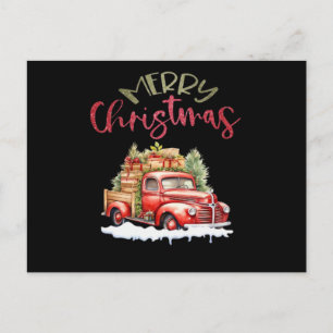 Roter LKW Frohe Weihnachten Baum Santa Süß Vintage
