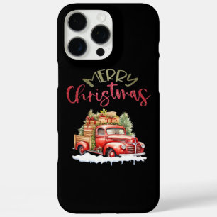 Roter LKW Frohe Weihnachten Baum Santa Süß Vintage iPhone 16 Pro Max Hülle