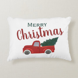 Roter LKW frohe Weihnachten Dekokissen