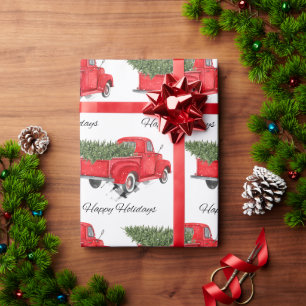 Roter LKW Frohe Weihnachten Frohe Feiertage Xmas Geschenkpapier