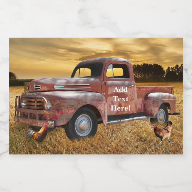 Roter LKW-Hennenfeld Lebensmitteletikett (Einzelnes Label)