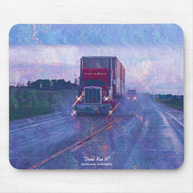 Roter Lkw Highway Autofahren in der Regenwald-Art  Mousepad (Vorne)