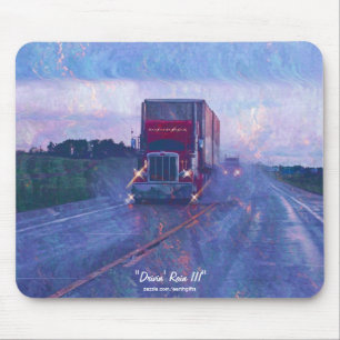 Roter Lkw Highway Autofahren in der Regenwald-Art  Mousepad